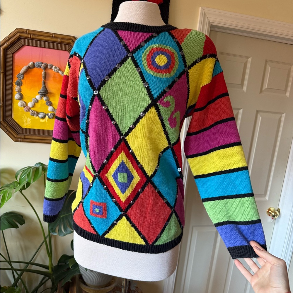 Vintage Retro 80’s Colorful Geometric Pattern Sweater